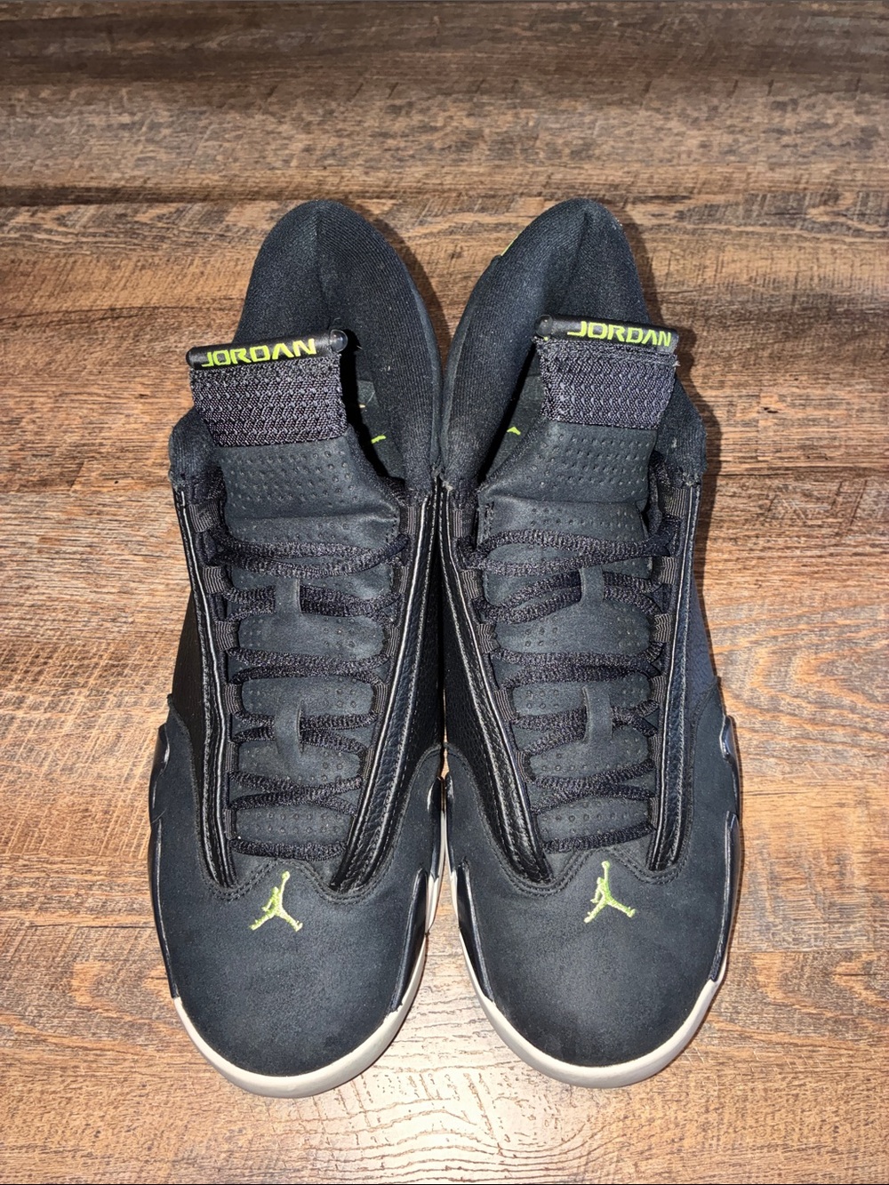 Jordan Black Sneakers with Lime Jumpman Accents